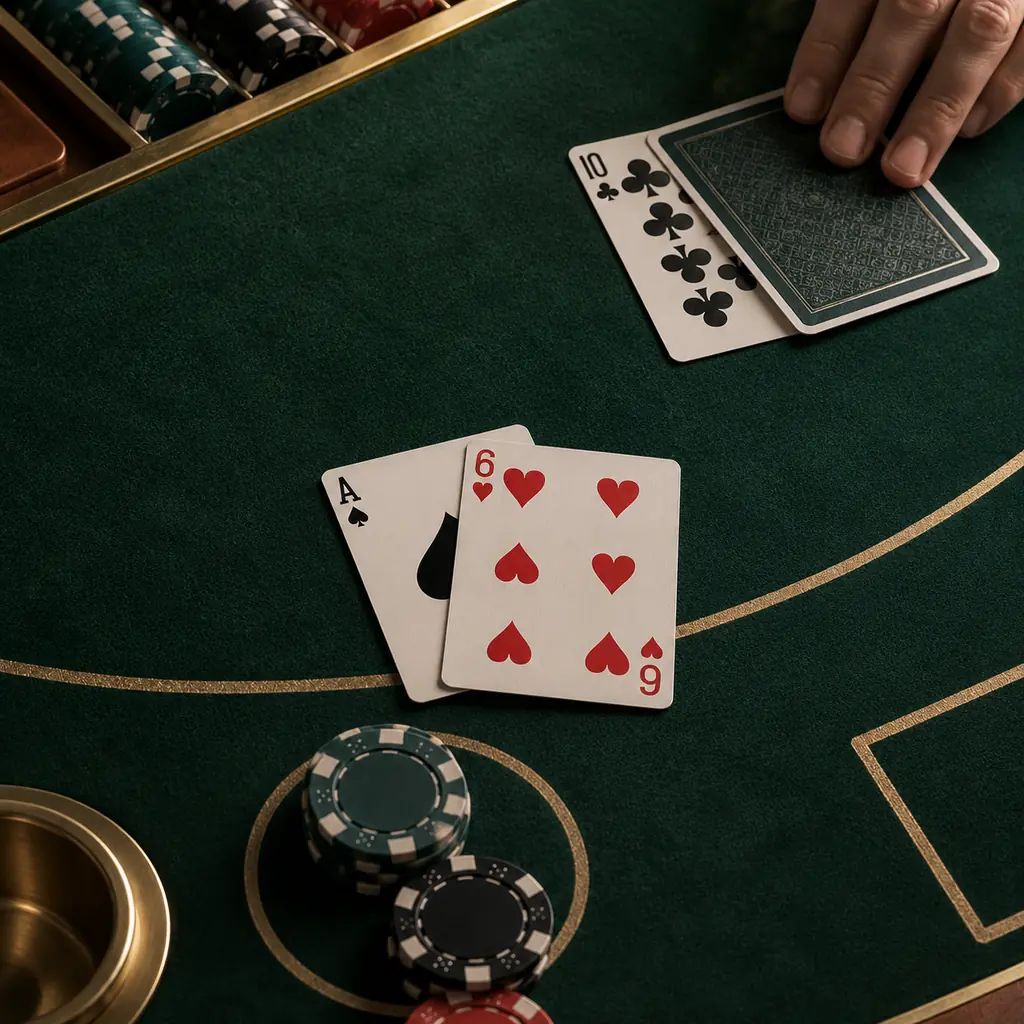 As, enam dan sepuluh dalam ilustrasi tangan blackjack