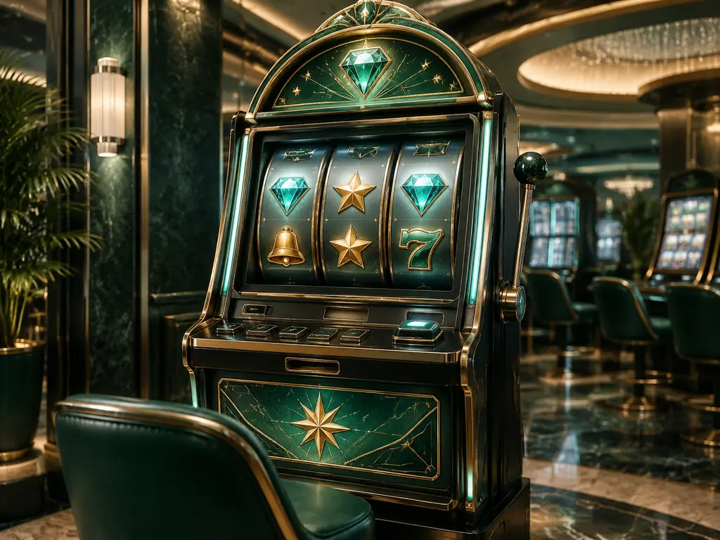 Mesin slot bertema permata di ruang kasino